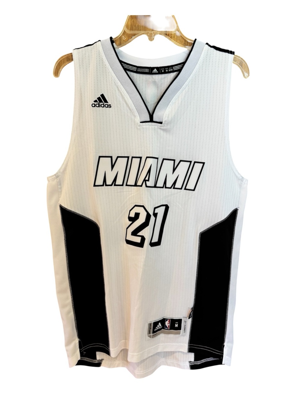 Miami Heat Hassan Whiteside #21 Adidas Basketball Jersey White Hot  Men Medium